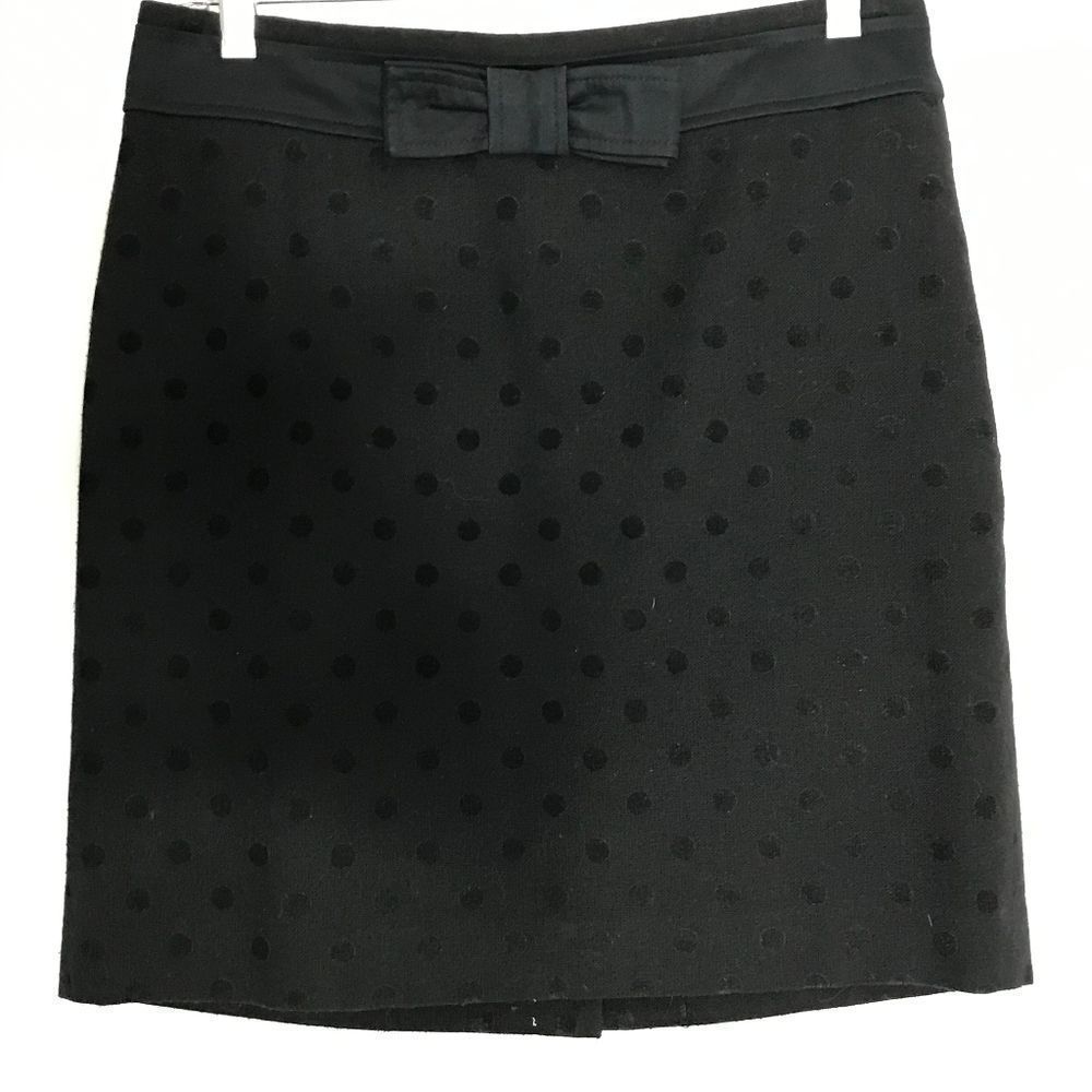 Loft Polka Dot Bow Mini Skirt Black sz 6 Petite